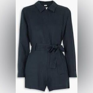 NWOT Rivet Utility 100% Linen Navy Jumpsuit with Belt Size Small